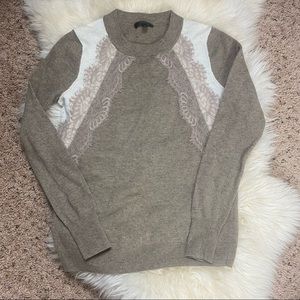 Jcrew Brown White with Lace Wool Sweater Sz XS